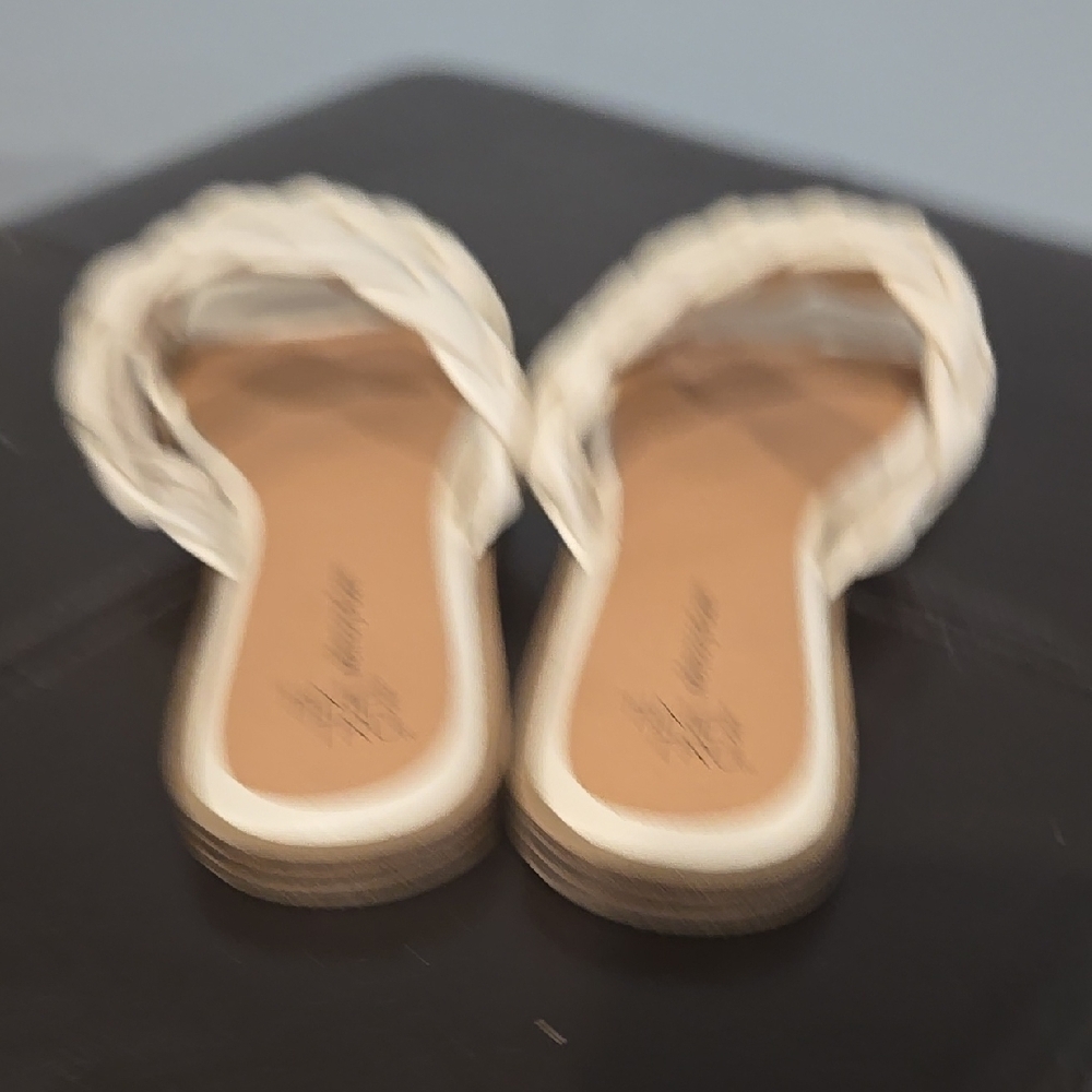 Time and Tru Cream Braided Sandals with Square Toe - Picture 5 of 7